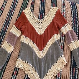 Bohemian Multicolor Crochet Trim Top